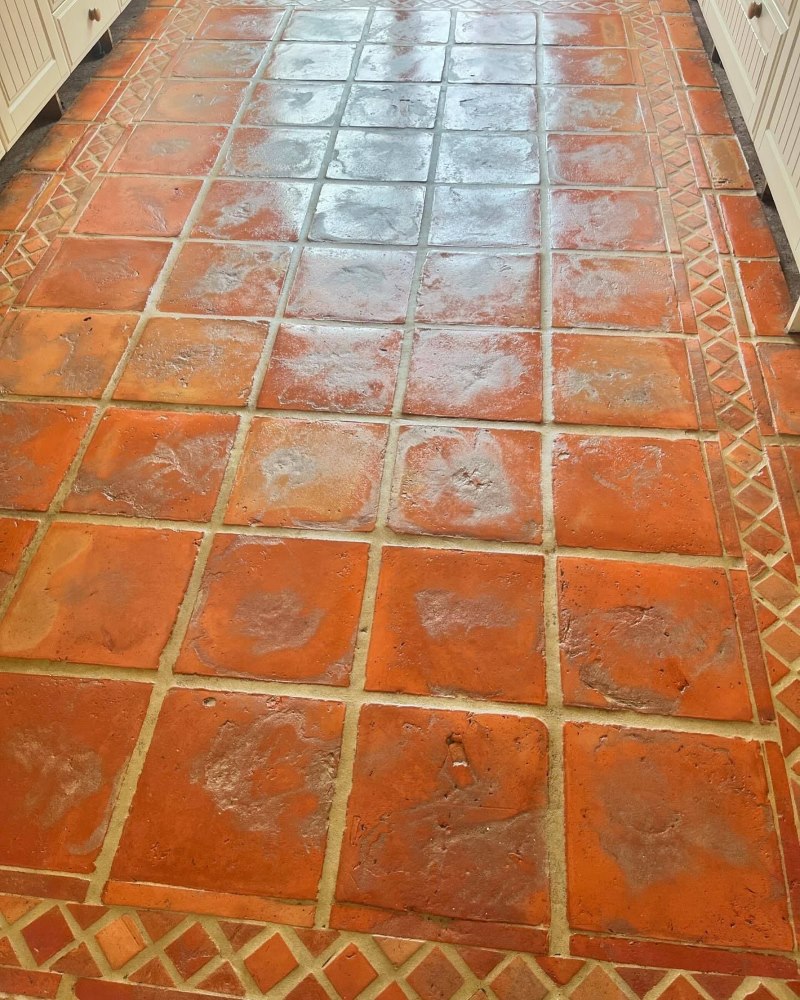 Terracotta Tiled Kitchen Floor After Cleaning Sealing South Shields