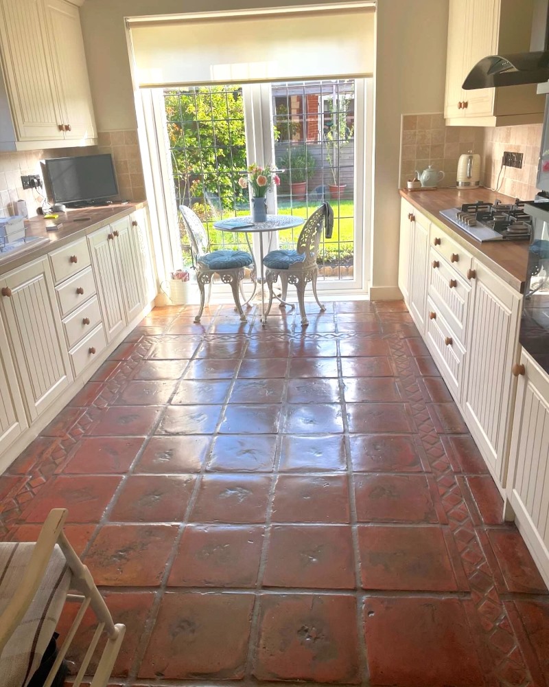 Terracotta Tiled Kitchen Floor Before Cleaning South Shields