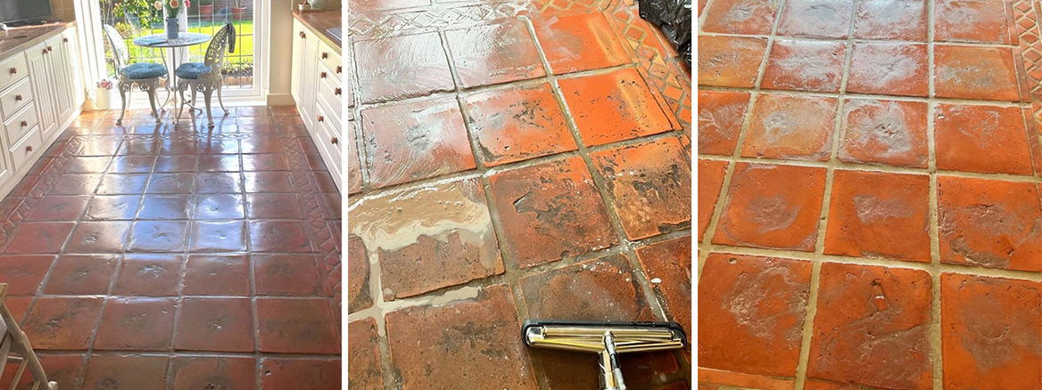 Varnished Terracotta Floor Renovated in South Shields