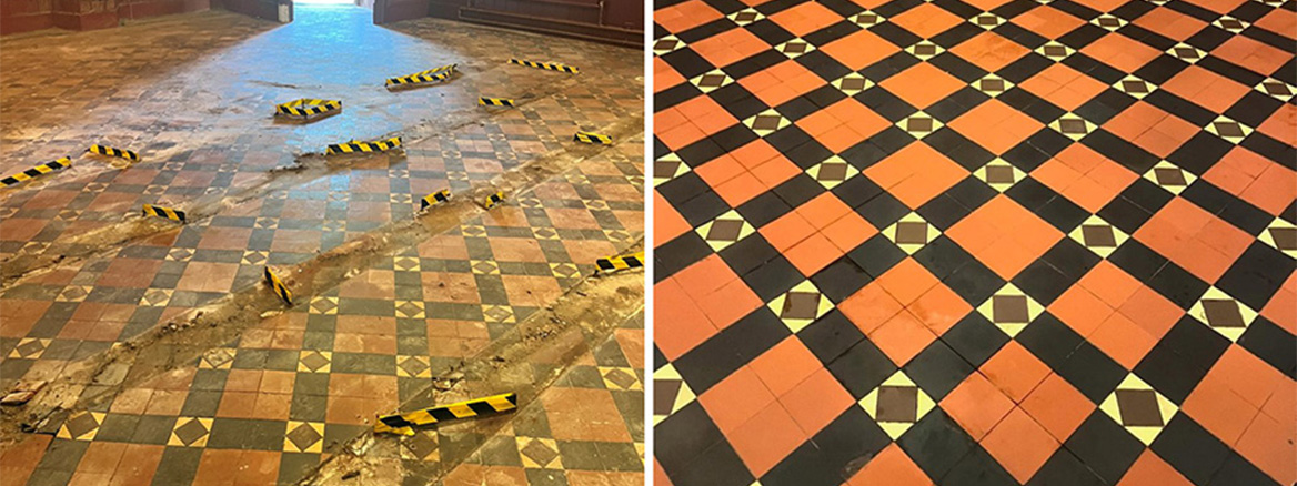 Restoring a Water Damaged Victorian Tiled Hall Floor in Hebburn